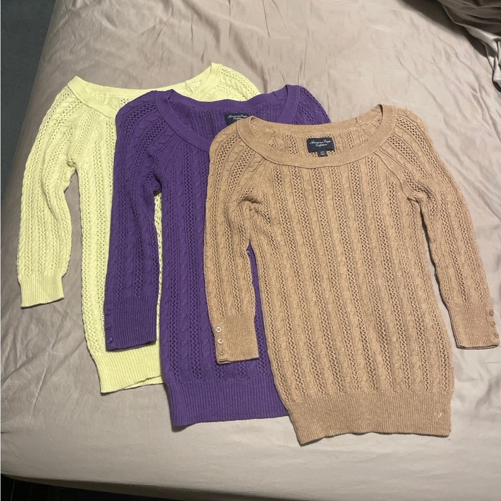 3 American Eagle knit sweaters